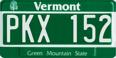 VT license plate PKX152