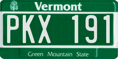 VT license plate PKX191