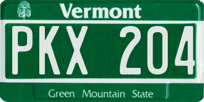 VT license plate PKX204