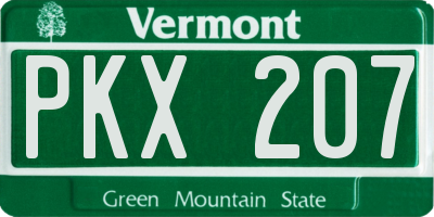 VT license plate PKX207