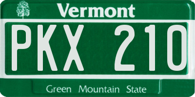 VT license plate PKX210