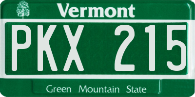 VT license plate PKX215