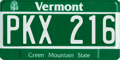 VT license plate PKX216
