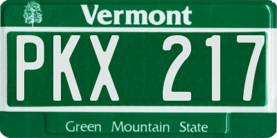 VT license plate PKX217