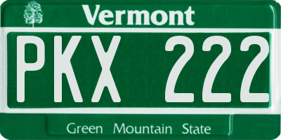 VT license plate PKX222