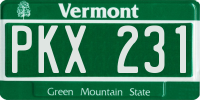 VT license plate PKX231