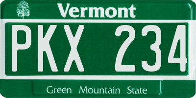 VT license plate PKX234