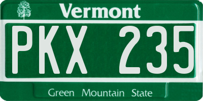 VT license plate PKX235