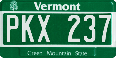 VT license plate PKX237
