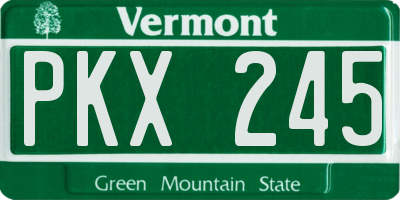 VT license plate PKX245