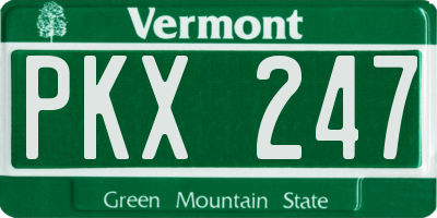 VT license plate PKX247