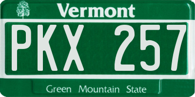 VT license plate PKX257