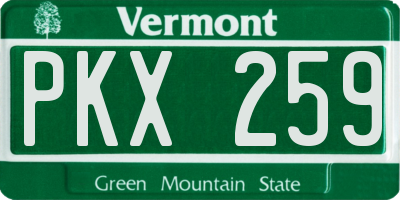 VT license plate PKX259