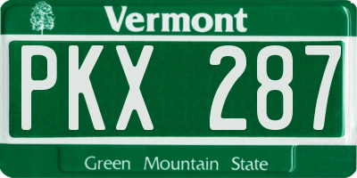 VT license plate PKX287
