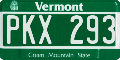 VT license plate PKX293