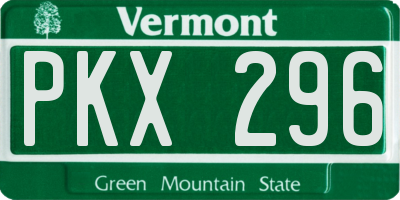 VT license plate PKX296