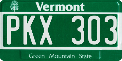 VT license plate PKX303
