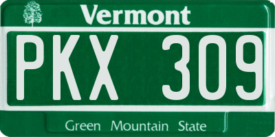 VT license plate PKX309