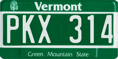 VT license plate PKX314
