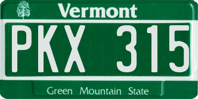 VT license plate PKX315