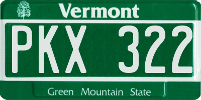 VT license plate PKX322