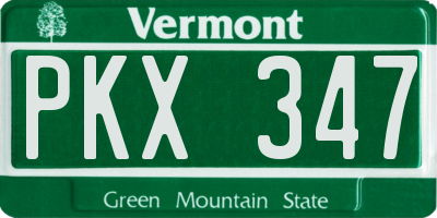 VT license plate PKX347