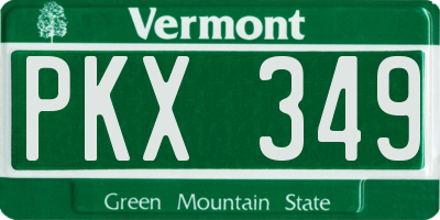 VT license plate PKX349