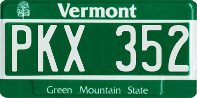 VT license plate PKX352