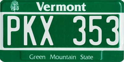 VT license plate PKX353