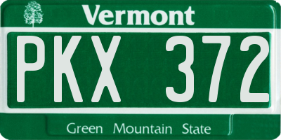 VT license plate PKX372