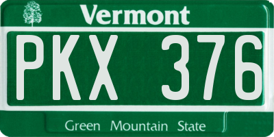 VT license plate PKX376