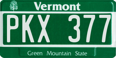 VT license plate PKX377