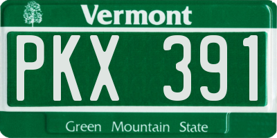 VT license plate PKX391