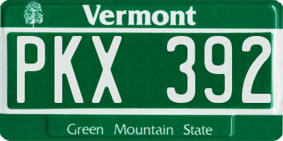 VT license plate PKX392
