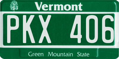 VT license plate PKX406