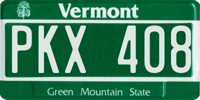 VT license plate PKX408