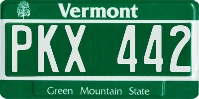 VT license plate PKX442