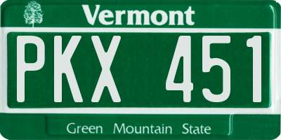 VT license plate PKX451