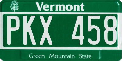VT license plate PKX458