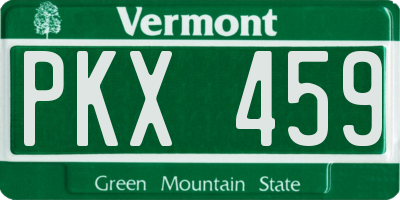 VT license plate PKX459