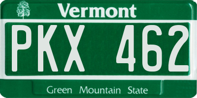 VT license plate PKX462