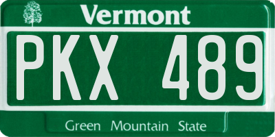 VT license plate PKX489