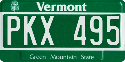 VT license plate PKX495