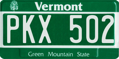VT license plate PKX502