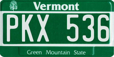 VT license plate PKX536