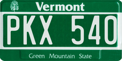 VT license plate PKX540