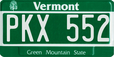 VT license plate PKX552