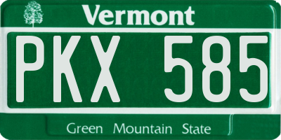 VT license plate PKX585