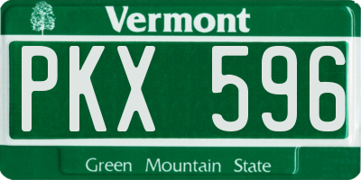 VT license plate PKX596