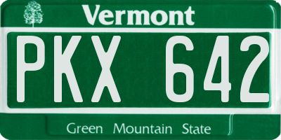 VT license plate PKX642